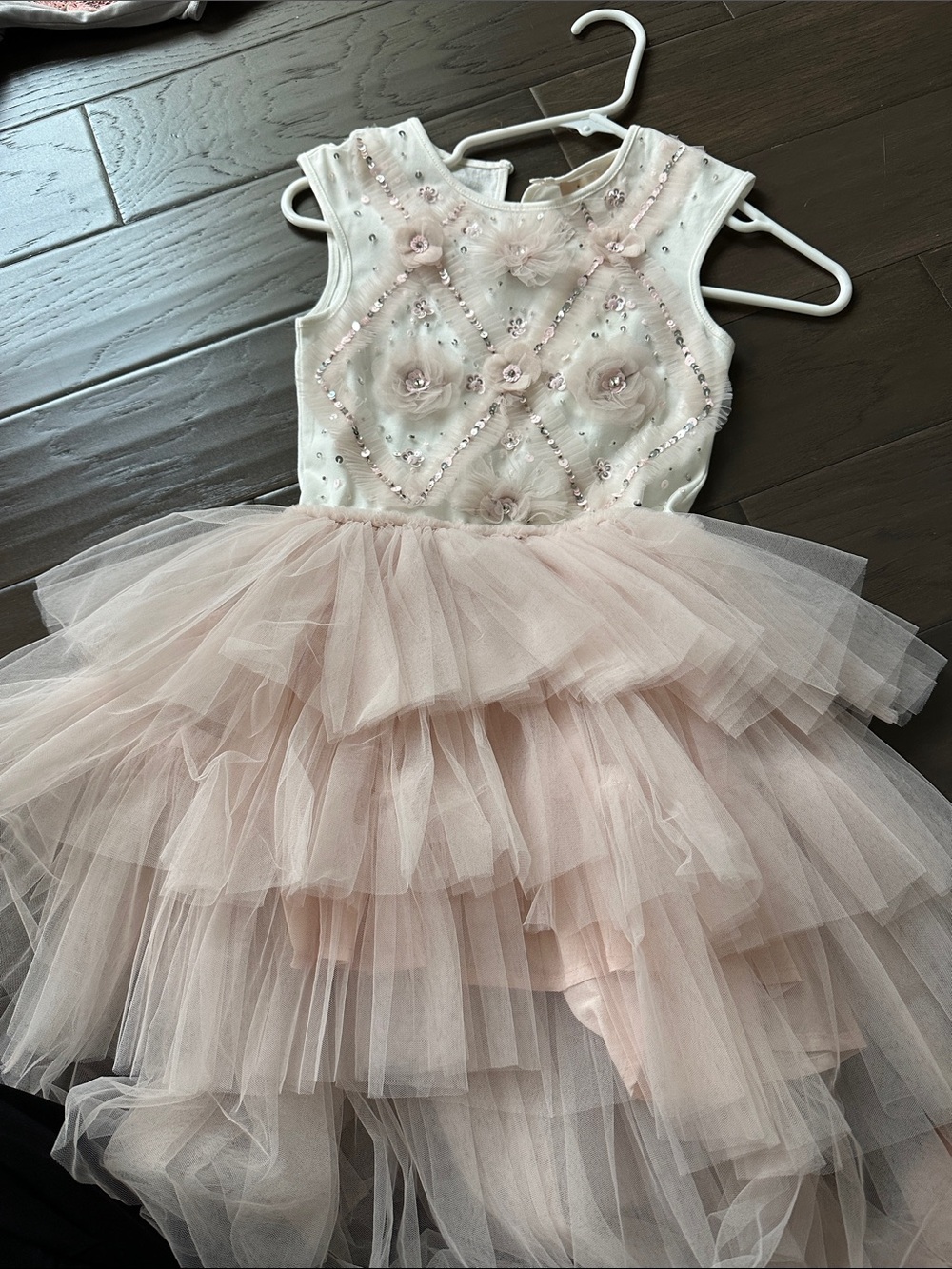 Tutu du Monde Girls' Pale Pink Embellished Tulle Party Dress
